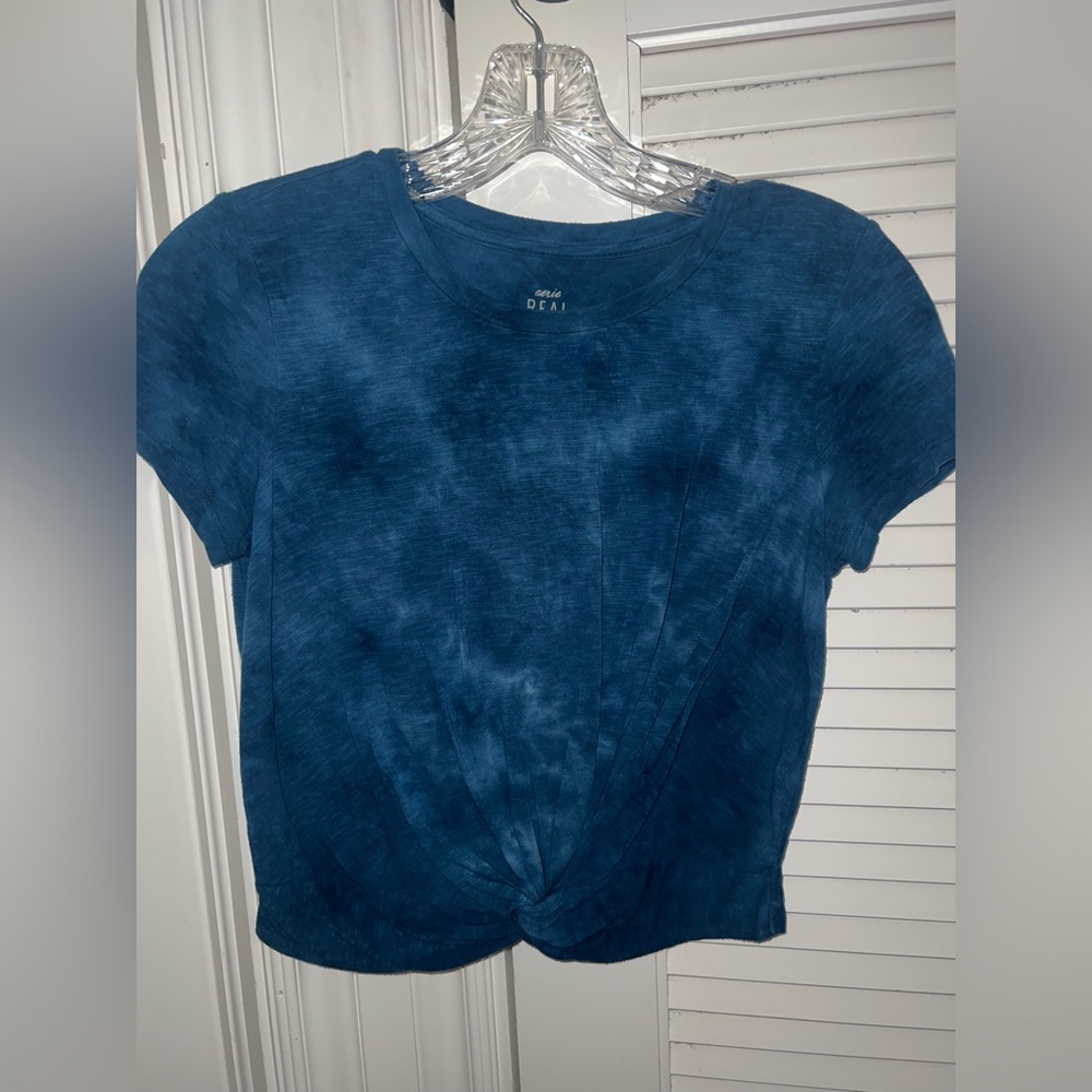 Aerie blue tie dye crop top